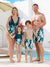 Maillot de Bain Une Pièce ou Short de Bain Famille Assortie Imprimé Plantes avec Volants Vert