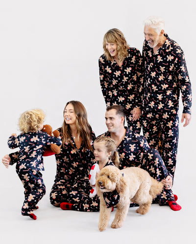 Weihnachten Passendes Familien-Pyjama-Set Lebkuchendruck Schwarzer Pyjama mit Weihnachtssocken schwarz