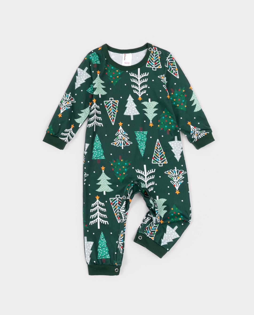 Christmas Matching Family Pajamas Xmas Tree Print Dark Green