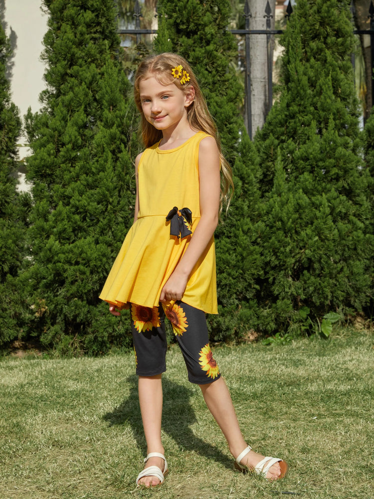 Toddler/Kid Girl 2pcs Tunie Top and Leggings Set Yellow