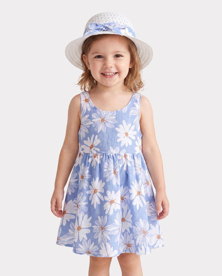 2 Stück Baby Mädchen Little Daisy Bowknot Kleid Set blau