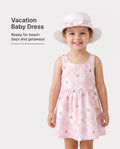 Conjunto de 2 piezas de vestido con lazo de margaritas para niña pequeña, color rosa