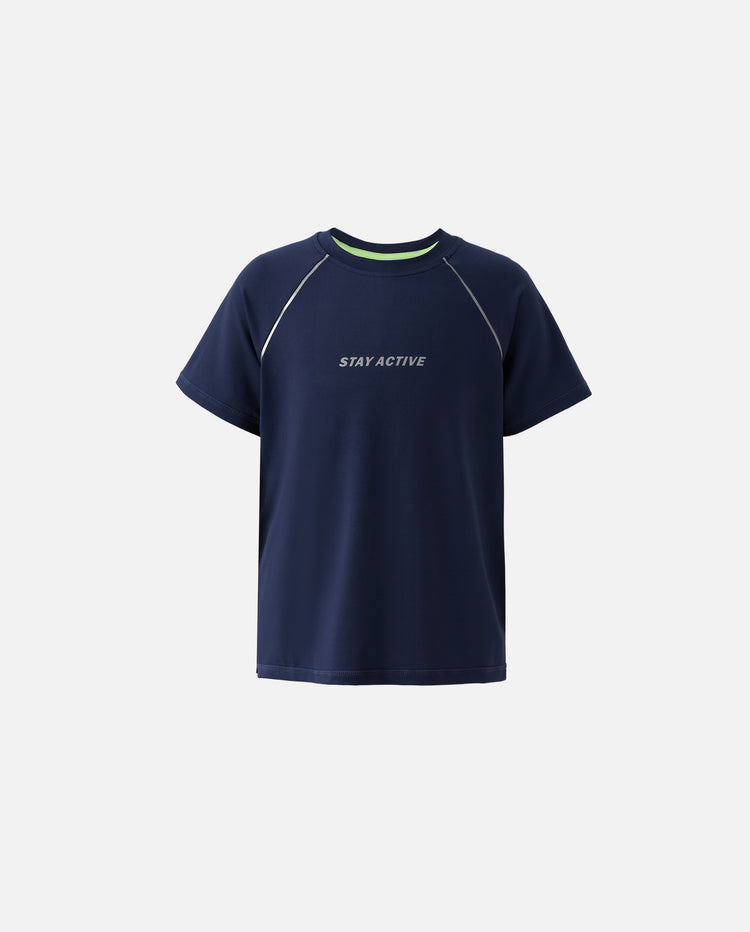 PatPat Lightflow Sportbekleidung Kinder-Jungen Athletik Ultraleichtes & Schnell trocknendes Kurzarm-T-Shirt Dunkelblau
