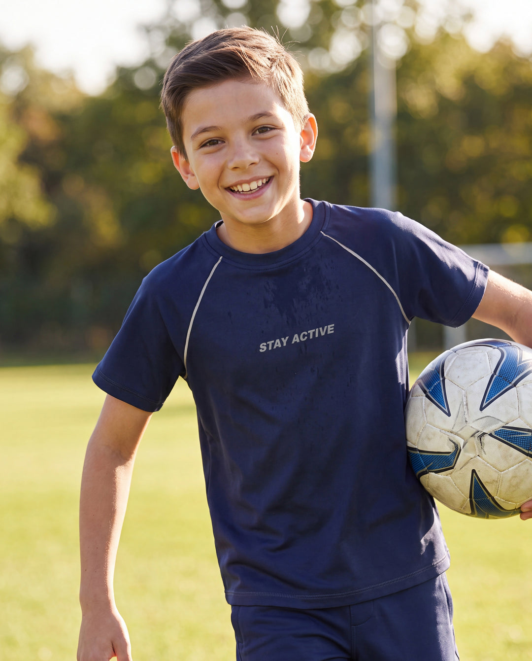 PatPat Lightflow Sportbekleidung Kinder-Jungen Athletik Ultraleichtes & Schnell trocknendes Kurzarm-T-Shirt Dunkelblau