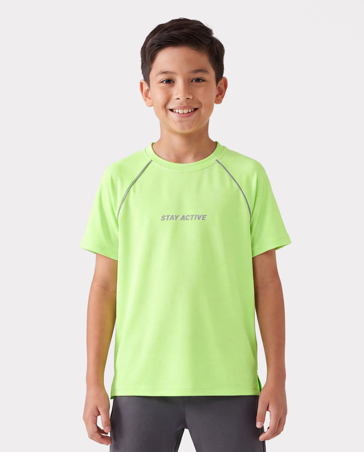 PatPat Lightflow Activewear Kid Boy Athletic Ultra Lightweight & Quick Dry Short Sleeve T-Shirt Green