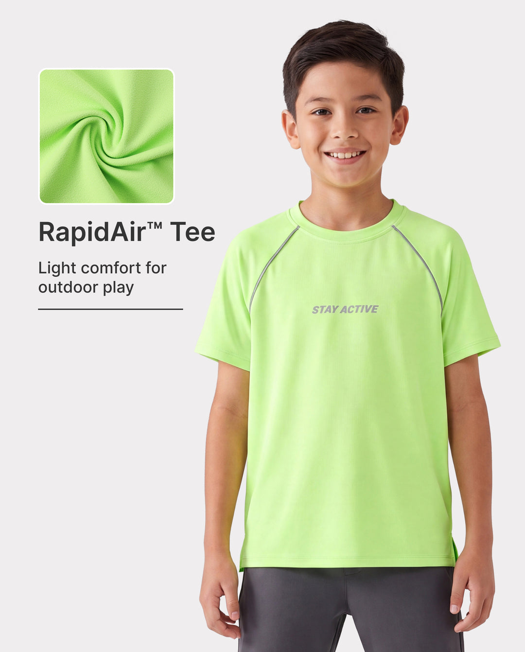 PatPat Lightflow Sportbekleidung Kinder-Jungen Athletik Ultraleichtes & Schnell trocknendes Kurzarm-T-Shirt Grün