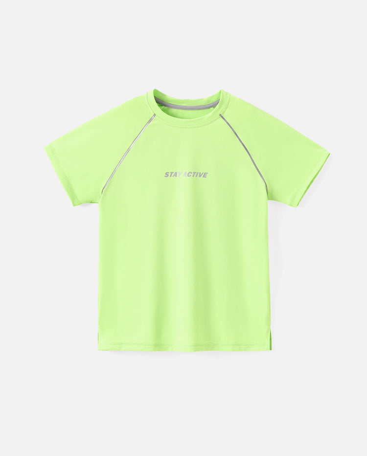 PatPat Lightflow Sportbekleidung Kinder-Jungen Athletik Ultraleichtes & Schnell trocknendes Kurzarm-T-Shirt Grün