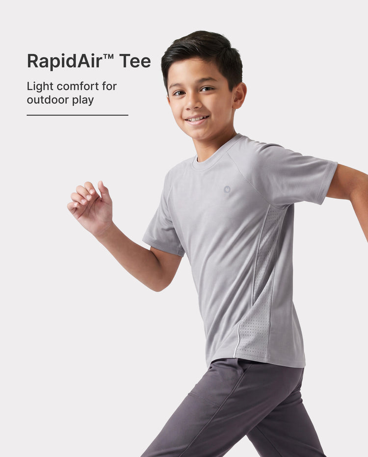 PatPat Rapidair™ Activewear Kinder Jungen/Mädchen Athletic Schnelltrocknendes und sofort kühlendes UPF 100+ Rash Guard T-Shirt grau