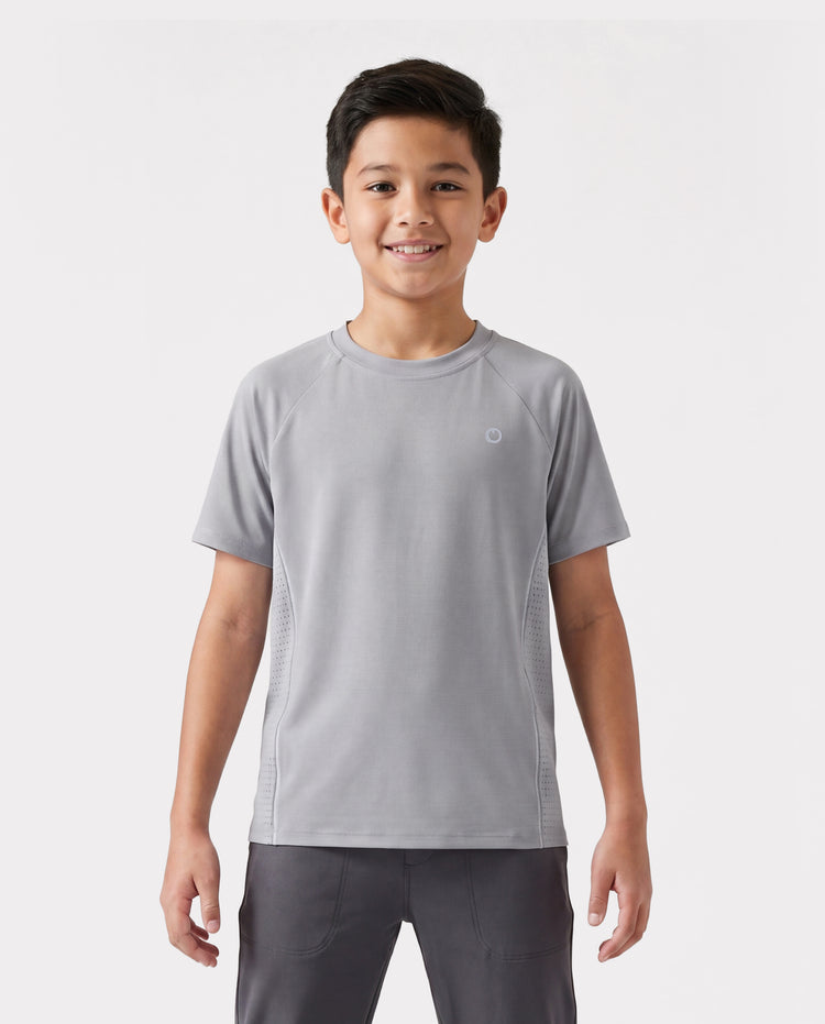 PatPat Rapidair™ Activewear Kinder Jungen/Mädchen Athletic Schnelltrocknendes und sofort kühlendes UPF 100+ Rash Guard T-Shirt grau