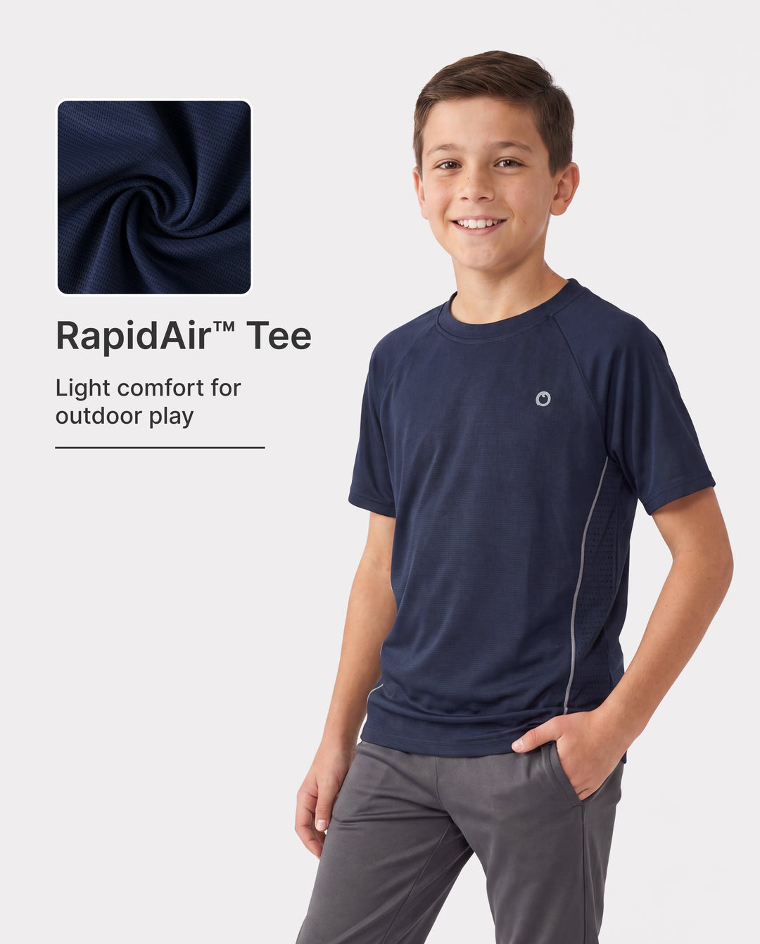 PatPat Rapidair™ Activewear Kinder Jungen/Mädchen Athletic Schnelltrocknendes und sofort kühlendes UPF 100+ Rash Guard T-Shirt tiefblau