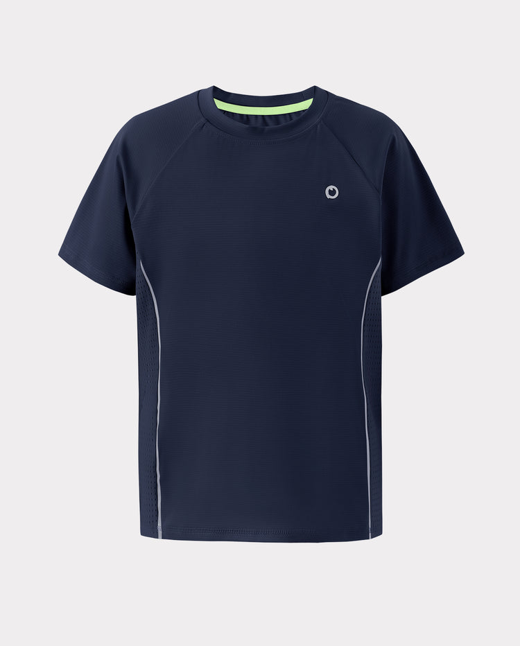 PatPat Rapidair™ Activewear Kinder Jungen/Mädchen Athletic Schnelltrocknendes und sofort kühlendes UPF 100+ Rash Guard T-Shirt tiefblau