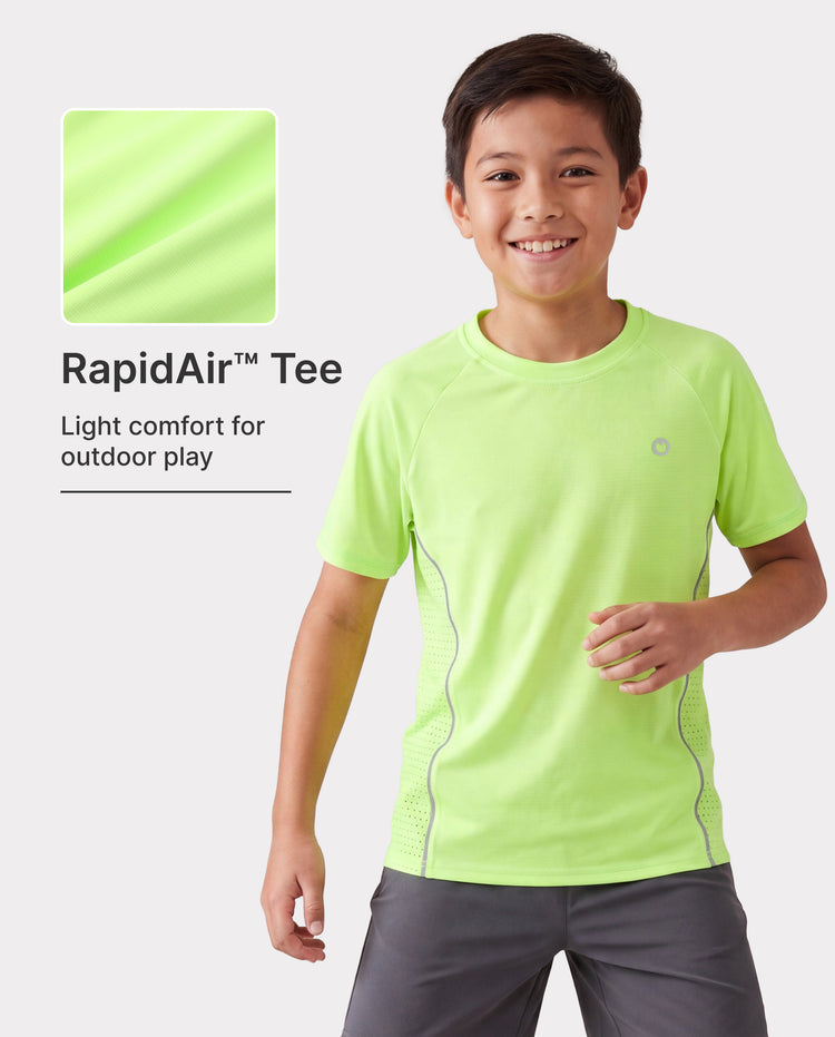 Camiseta deportiva PatPat Rapidair para niños y niñas, de secado rápido y enfriamiento instantáneo, con protección solar UPF 100+, color verde