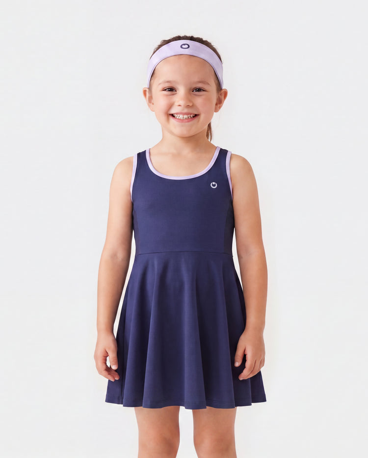 PatPat Rapidair Activewear™ Tenniskleid für Mädchen mit Stirnband und Shorts aus Bambusviskose mit Taschen tiefblau