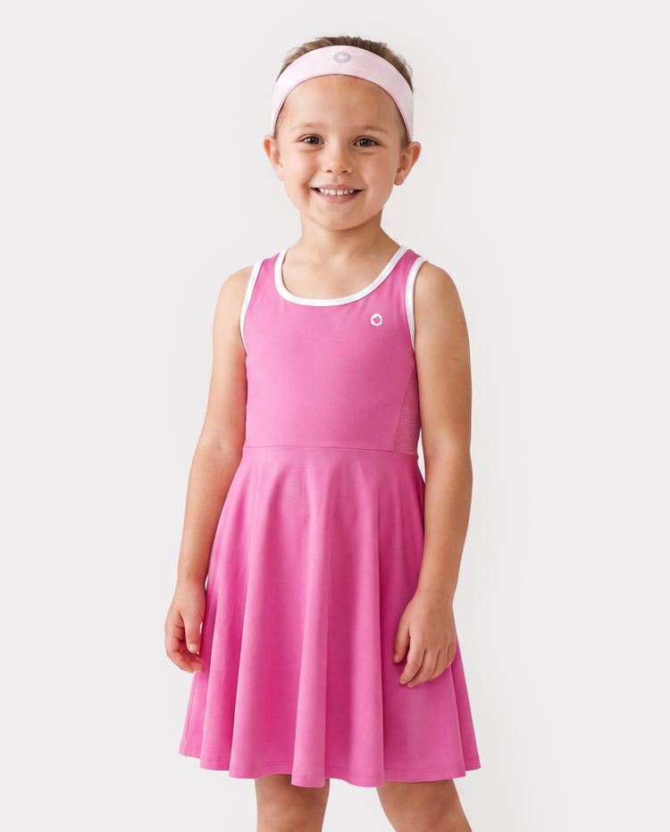 PatPat Rapidair Activewear™ Tenniskleid für Mädchen mit Stirnband und Shorts aus Bambusviskose mit Taschen Fuchsie