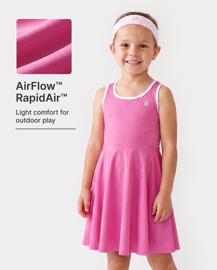 PatPat Rapidair Activewear™ Tenniskleid für Mädchen mit Stirnband und Shorts aus Bambusviskose mit Taschen Fuchsie