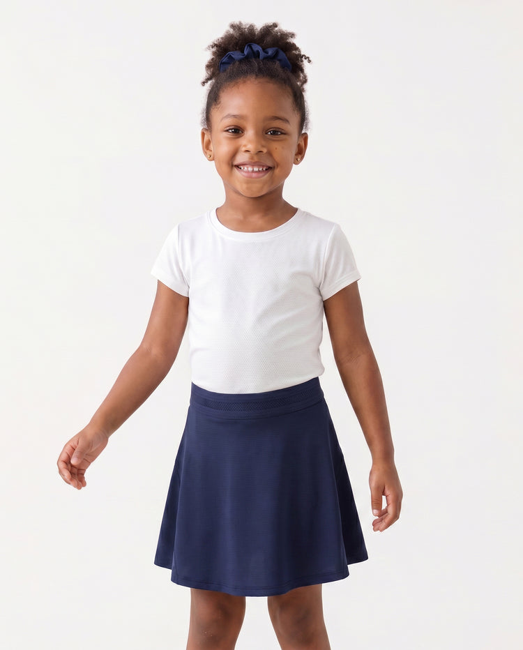 PatPat Rapidair™ Activewear Kid Mädchen Athletic 2 in 1 Tennis-Skort mit Bambus-Viskose-Shorts und Tasche tiefblau