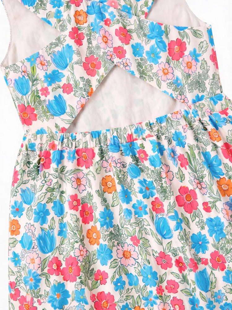 Fresh Market Toddler Girl Floral Print Dress Blue