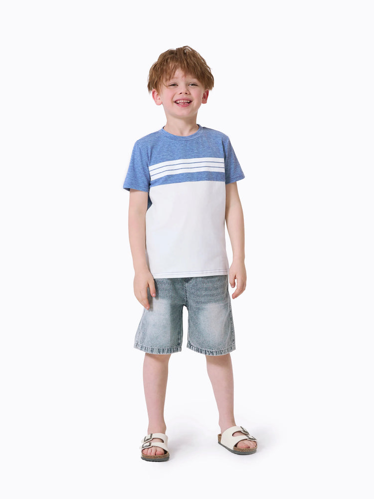 Family Matching Outfit: Floral Smocking Casual Suit BLUEWHITE