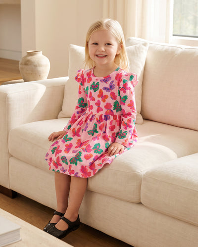 Halloween Toddler Girl Ruffle Sleeve Dress Pink