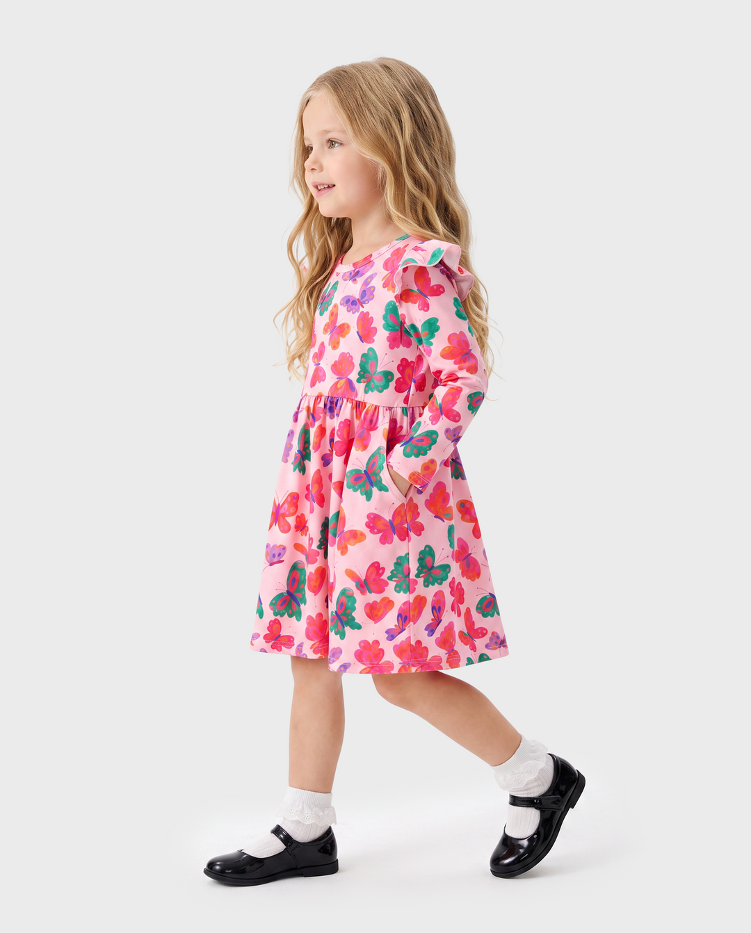 Robe à manches volantées rose pour fillette, spécial Halloween