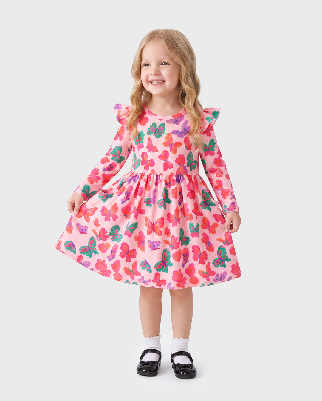 Robe à manches volantées rose pour fillette, spécial Halloween