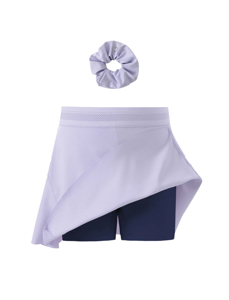 PatPat Rapidair activewear Kid Girl Athletic 2 in 1 Tennis Skort with Bamboo Viscose Shorts & Pocket Light Purple