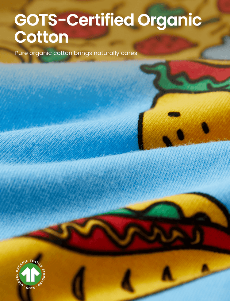 Halloween Pajamas Set with Childlike Print 2-piece Snug fit Organic Cotton Pajamas for Toddler / Kids Girls / Boys Light Blue