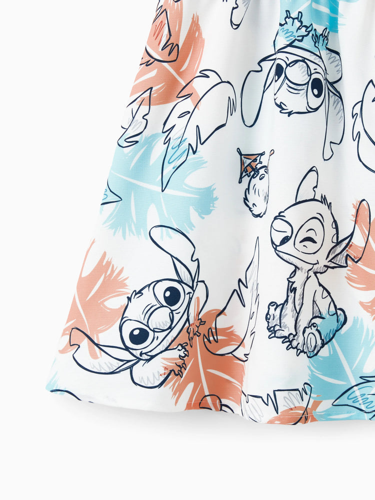 Ensemble assorti Disney Stitch Family, t-shirt et robe sans manches à imprimé dégradé de fleurs tropicales, multicolore