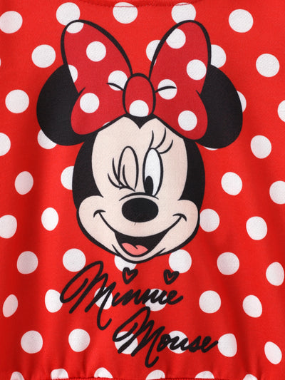 Sudadera con capucha y estampado de lunares de Minnie para niña pequeña de Disney Mickey y sus amigos, color rojo