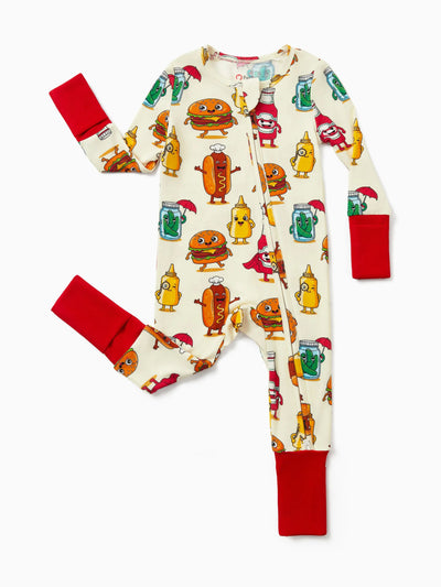 Kids Baby / Girl Bamboo Pajamas With Childlike Print (Snug-Fitting) Red