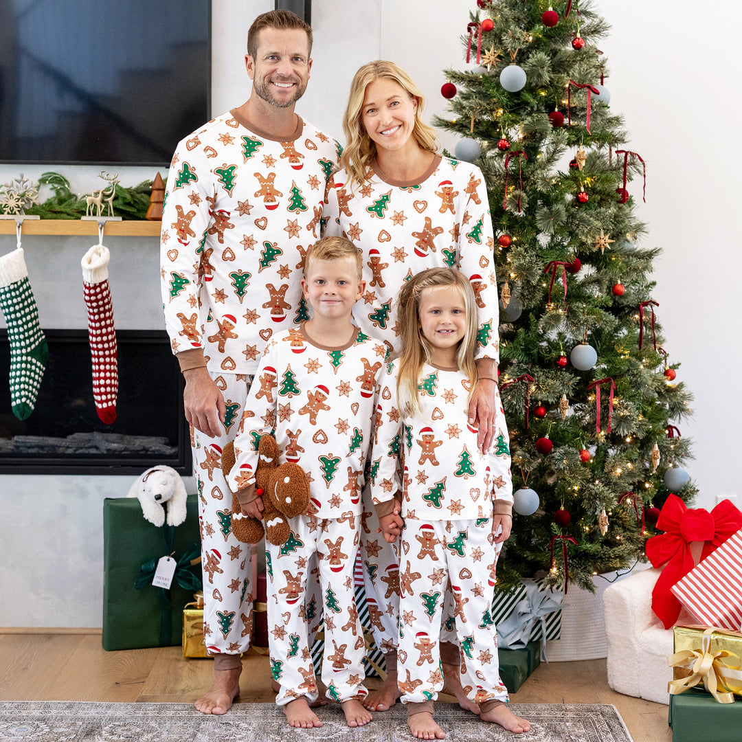 Family Matching Christmas Pajamas Gingerbread & Christmas Tree Brown
