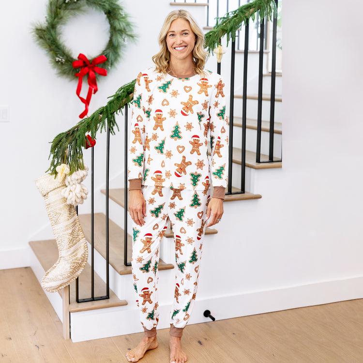 Family Matching Christmas Pajamas Gingerbread & Christmas Tree Brown