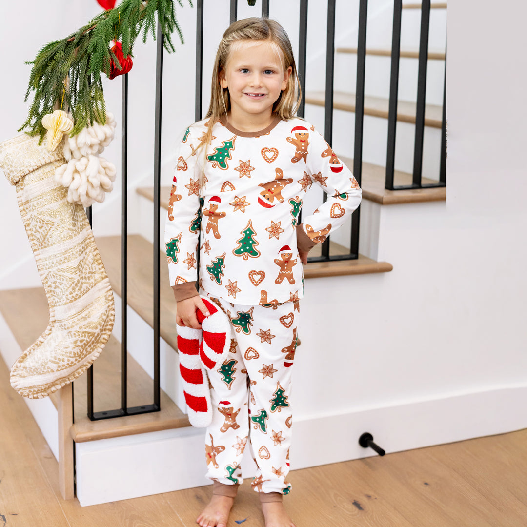 Family Matching Christmas Pajamas Gingerbread & Christmas Tree Brown