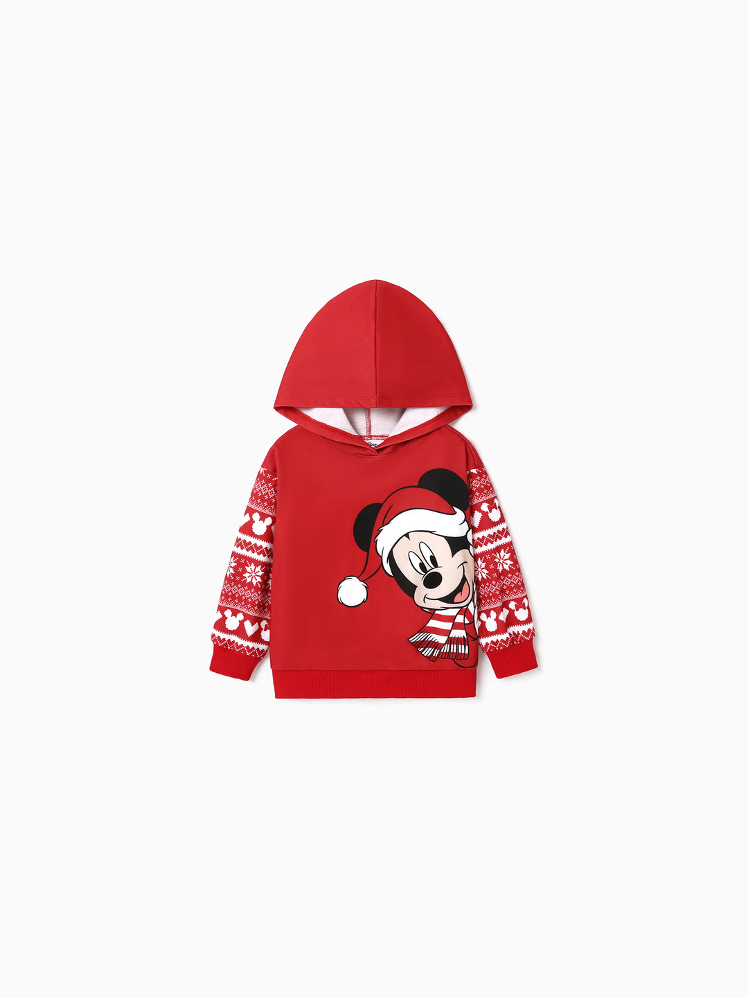 Haut à capuche à manches longues et imprimé personnages de Noël Disney Mickey et ses amis, rouge