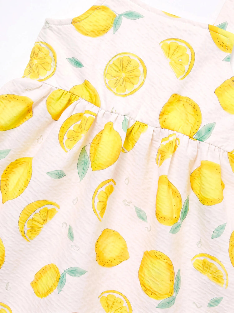 Fresh Market Baby Girl Lemon Print Dress Yellow