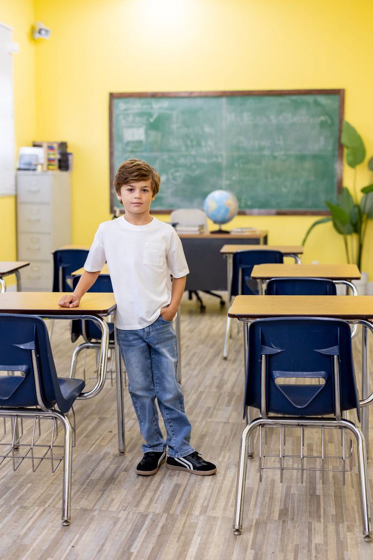 Jean décontracté en coton, couleur unie, taille élastique, doux, extensible, confortable, avec poches, bleu clair