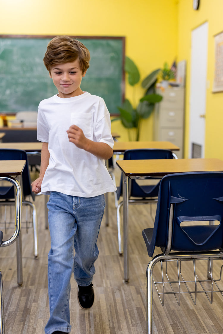 Jean décontracté en coton, couleur unie, taille élastique, doux, extensible, confortable, avec poches, bleu clair