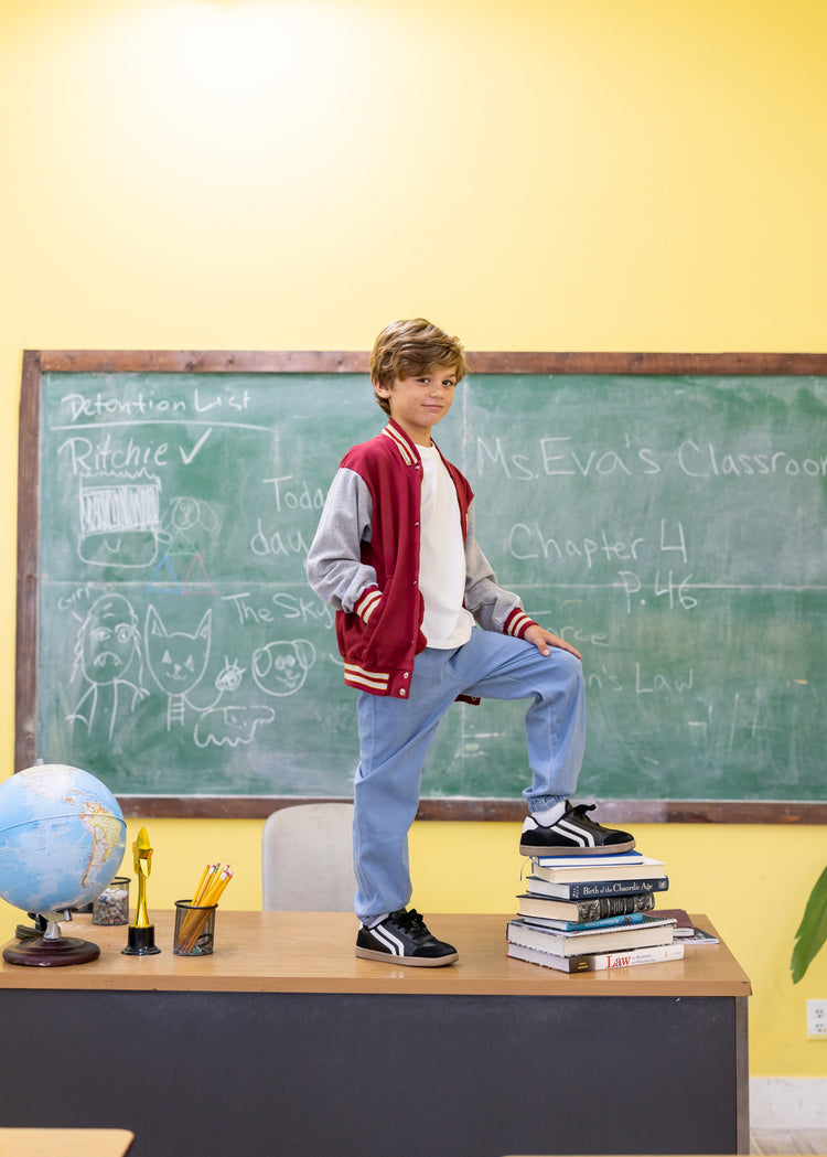 Pantalon en jean pour enfant, taille élastique, doux, extensible, confortable, avec poches, bleu clair