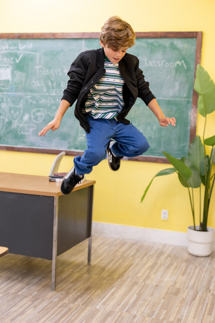 Pantalon en jean à taille élastique pour enfants, doux, extensible, confortable, avec poches, bleu