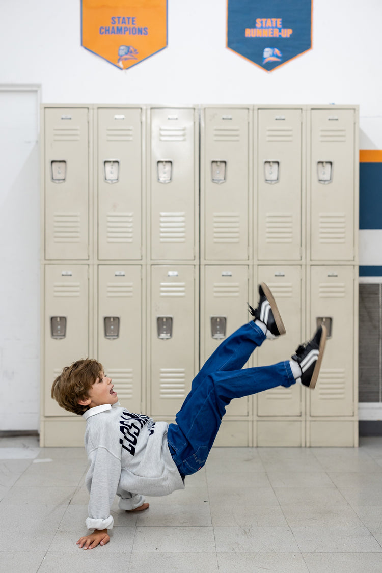 Pantalon en jean pour enfant, taille élastique, doux, extensible, confortable, avec poches, bleu foncé