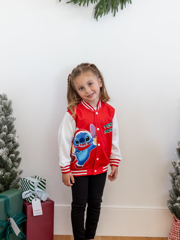 Disney Stitch Toddler/Kids Boy Christmas Colorblock Bomber Jacket Red