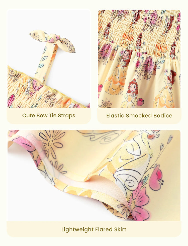 Robe à imprimé floral Disney Princess Belle pour petite fille, jaune