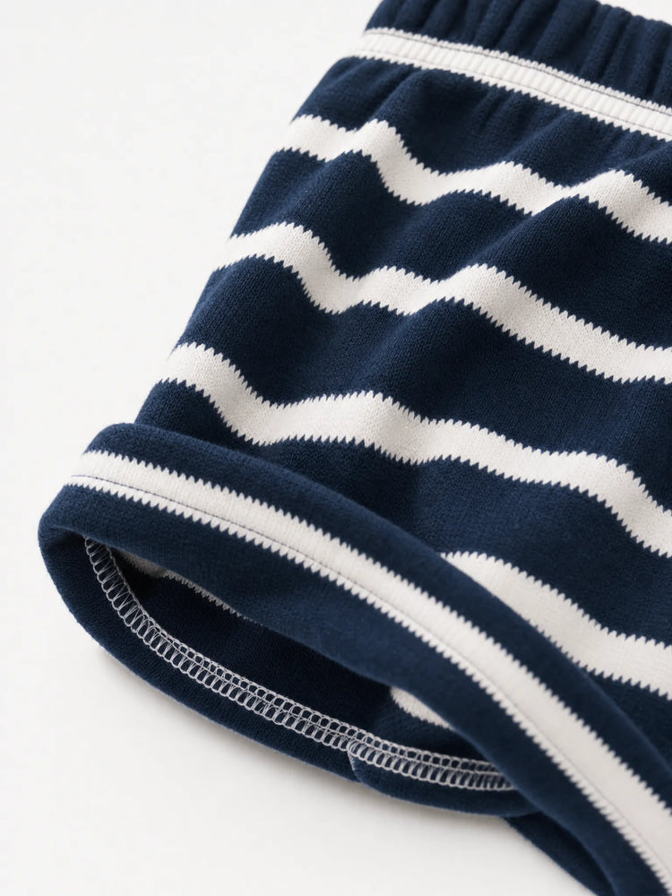 Ocean Vibes Baby Boy Sailboat Print Shorts Set Dark Blue
