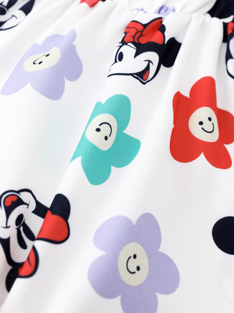 Robe blanche à imprimé floral Minnie et nœud papillon pour bébé fille Disney Mickey et ses amis