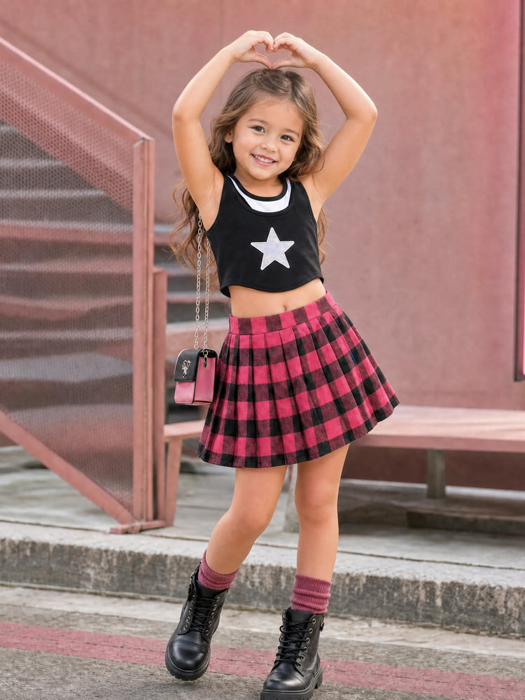 NEON Pop Toddler/Kid Girl Top & Skirt Set Black