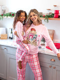 Ensemble pyjama ajusté Barbie Noël Maman et coton bio rose