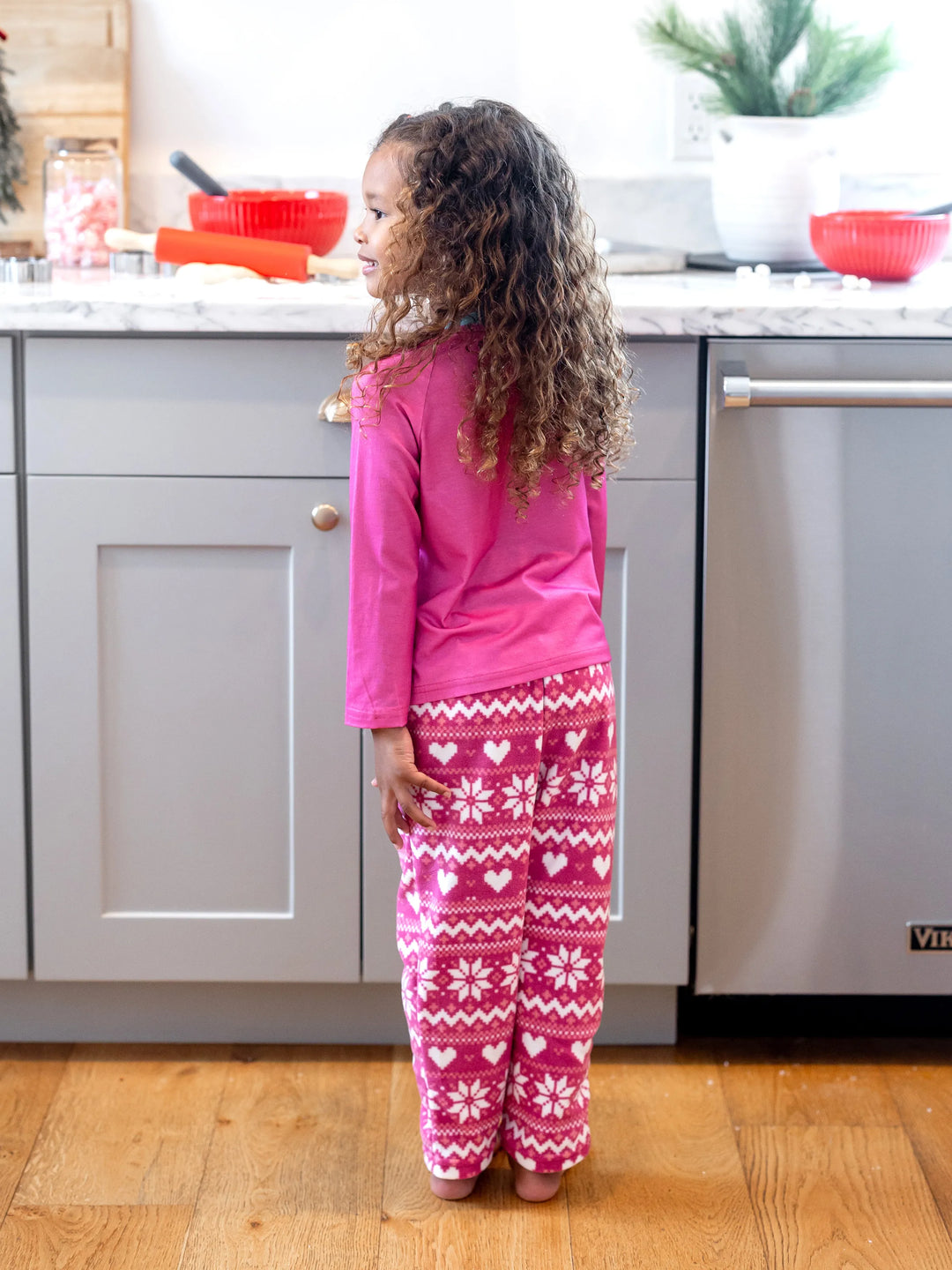Barbie Christmas Mommy and Me Snowflake Print Pajamas Set Hot Pink