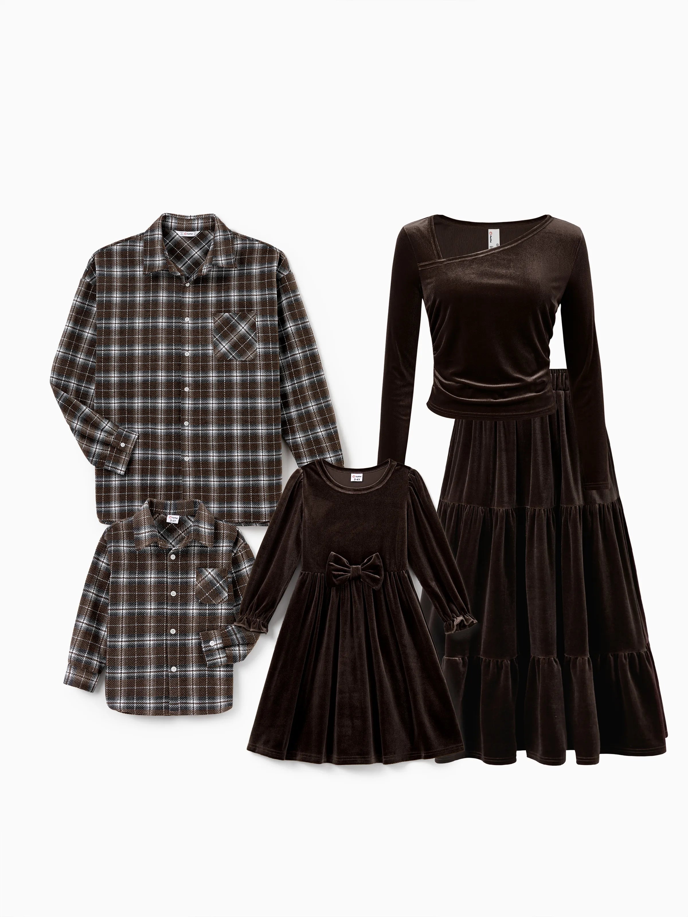 Velvet & Plaid Matching Family Outfits Dad/Son Shirts & Mom/Daughter V - PatPat Velvet & Plaid Matching Family Outfits Dad/Son Shirts & Mom/Daughter V - PatPat