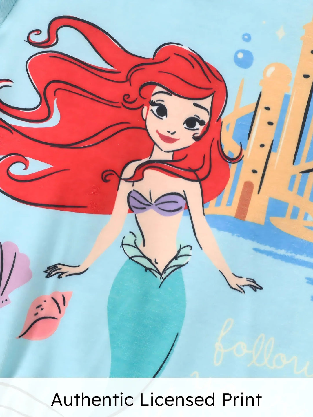 Conjunto de 2 piezas de top con volantes y leggings de rayas con estampado de Ariel Naia™ para niña pequeña de Disney, azul y verde