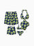 Trajes de Baño a Juego para Familia Estampado Floral Tropical Bikini Halter y Bañador Corto Azul Profundo